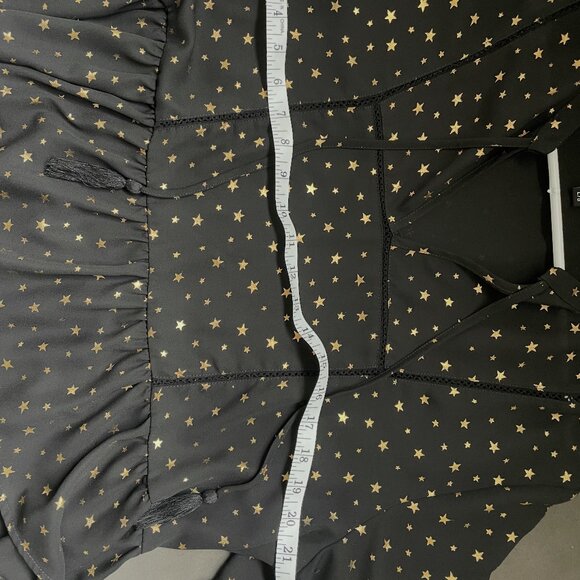 Black & Gold Star Celestial Peplum Top Size L - Picture 5 of 6